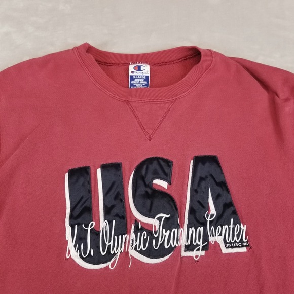 VTG USA Olympic Sweatshirt Mens XL Red US Olympic Training Center Champion 90s - Picture 2 of 11